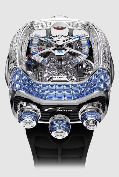 Jacob & Co BU800.30.AH.UA.A bugatti chiron tourbillon baguette ICY BLUE replica watch